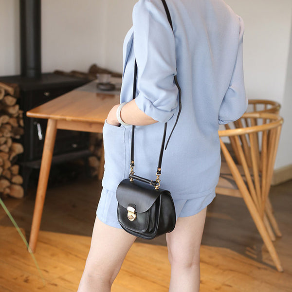 Womens Black Leather Small Crossbody Handbags Bags Purse for Women Chic