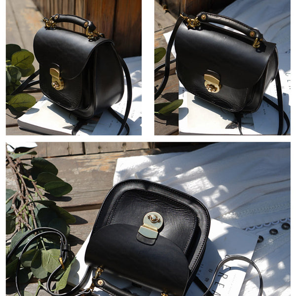 Womens Black Leather Small Crossbody Handbags Bags Purse for Women Genuine Leather