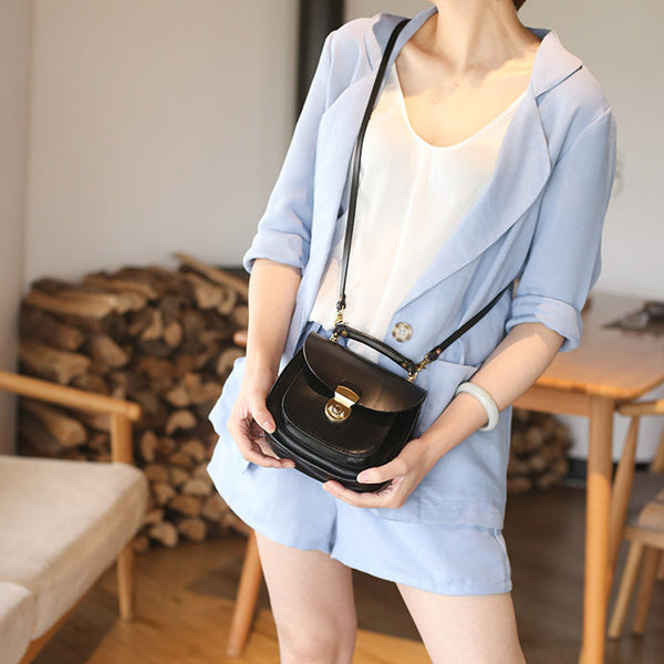 Womens Black Leather Small Crossbody Handbags Bags Purse for Women cowhide