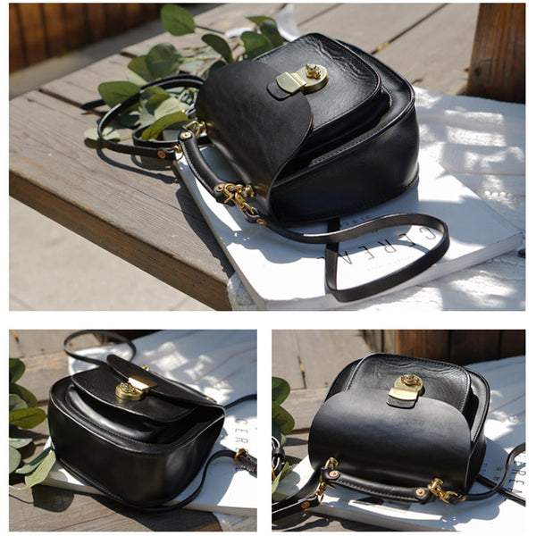 Womens Black Leather Small Crossbody Handbags Bags Purse for Women funky