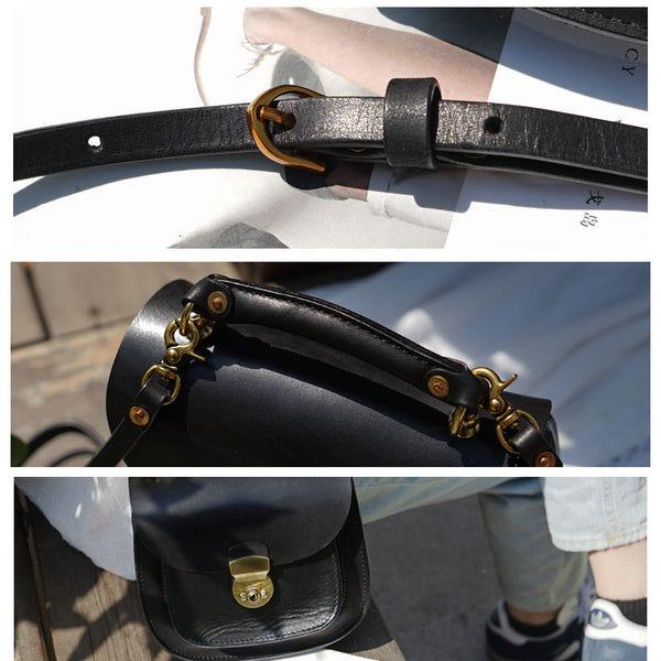 Womens Black Leather Small Crossbody Handbags Bags Purse for Women gift