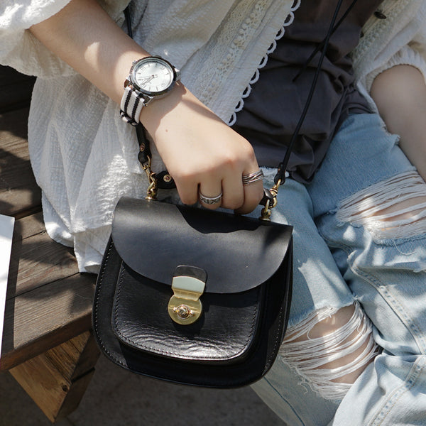 Womens Black Leather Small Crossbody Handbags Bags Purse