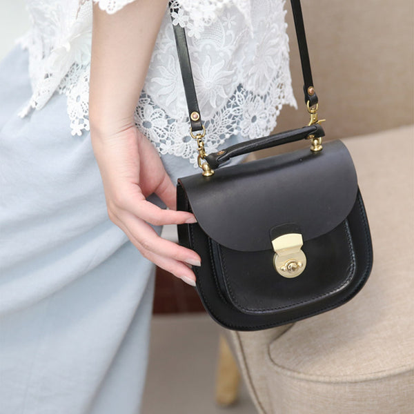 Womens Black Leather Small Crossbody Handbags
