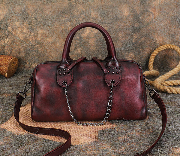 Womens Black Studded Handbag Genuine Leather Crossbody Bags Boutique