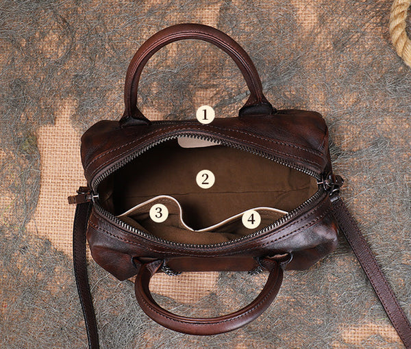 Womens Black Studded Handbag Genuine Leather Crossbody Bags Inside