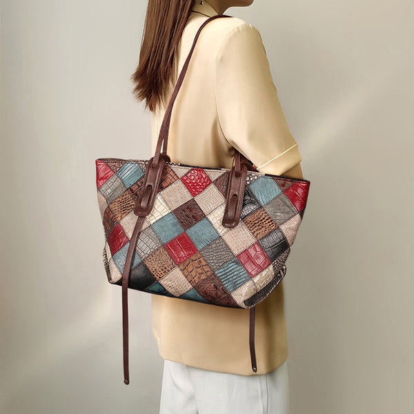 Womens Boho Leather Tote Bag Leather Shoulder Bag For Women Beautiful