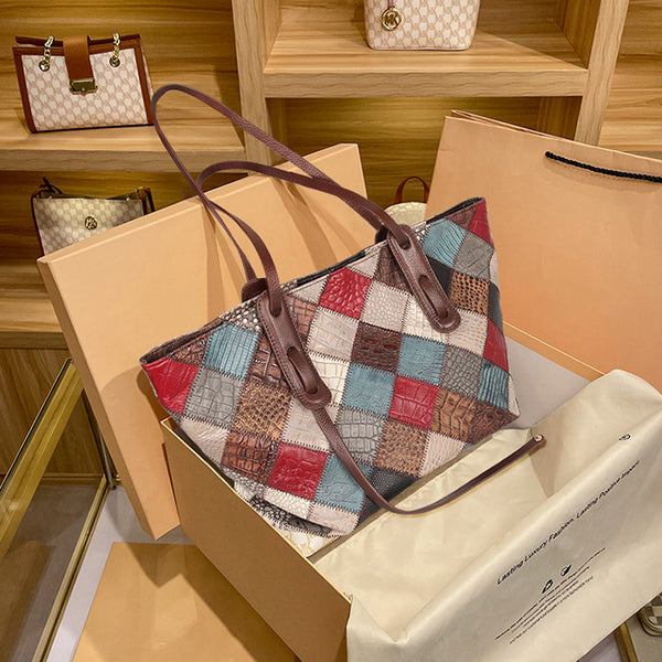 Womens Boho Leather Tote Bag Leather Shoulder Bag For Women Cool