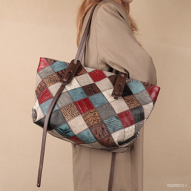 Womens Boho Leather Tote Bag Leather Shoulder Bag For Women Durable