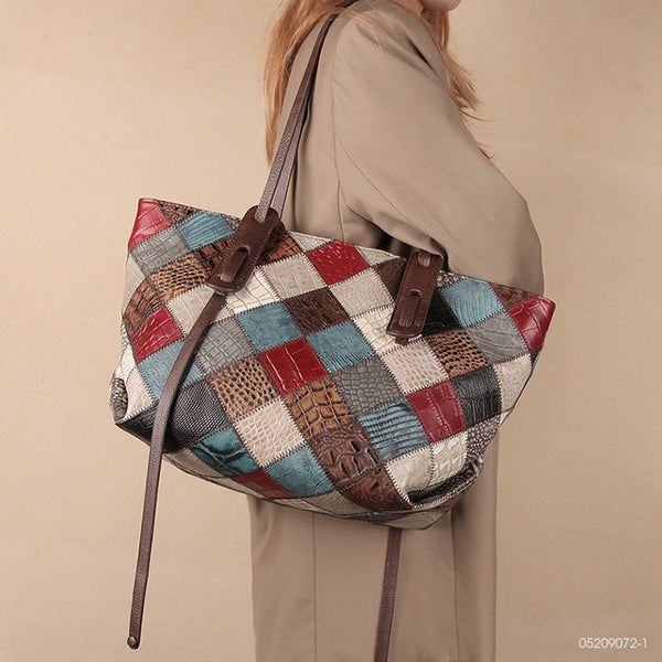 Womens Boho Leather Tote Bag Leather Shoulder Bag For Women Durable