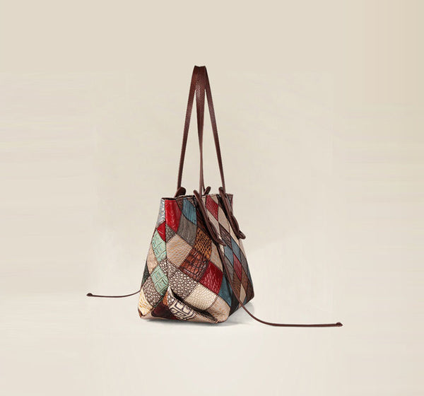 Womens Boho Leather Tote Bag Leather Shoulder Bag For Women Gift