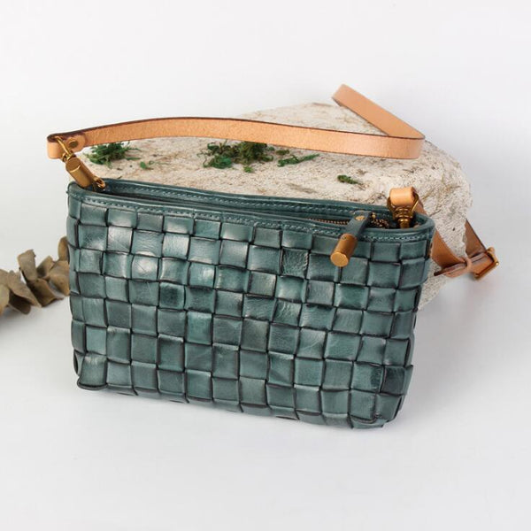 Womens Boho Sling Bag Woven Leather Crossbody Bag For Women Accessories