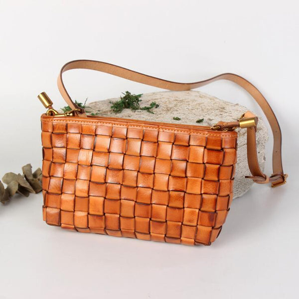 Womens Boho Sling Bag Woven Leather Crossbody Bag For Women Affordable
