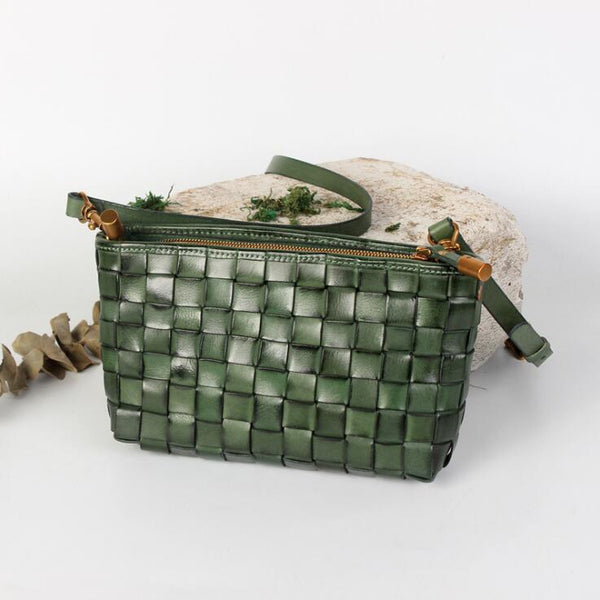 Womens Boho Shoulder Bag Woven Leather Crossbody Purse For Women