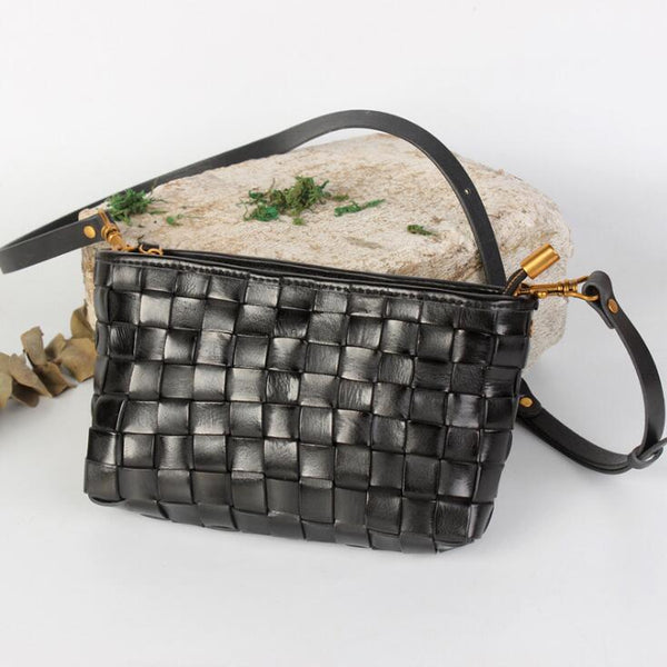 Womens Boho Sling Bag Woven Leather Crossbody Bag For Women Beautiful