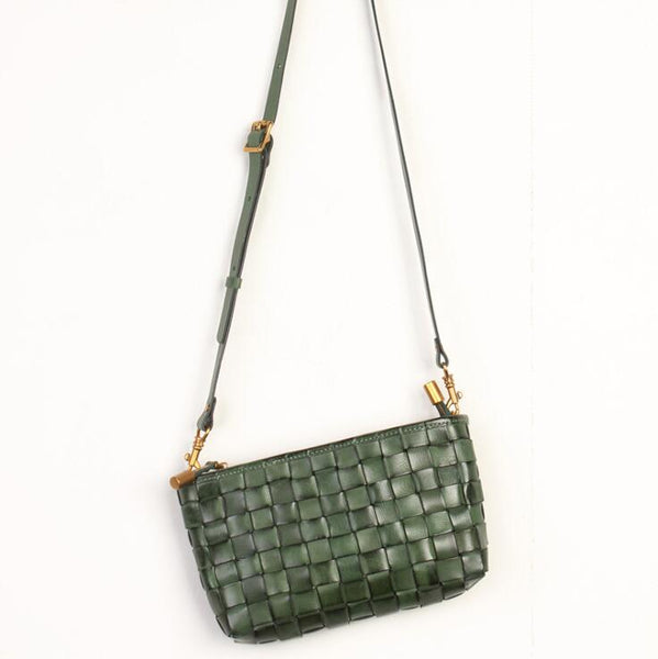 Womens Boho Sling Bag Woven Leather Crossbody Bag For Women Chic