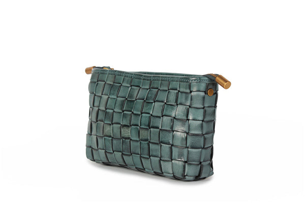 Womens Boho Sling Bag Woven Leather Crossbody Bag For Women Cowhide