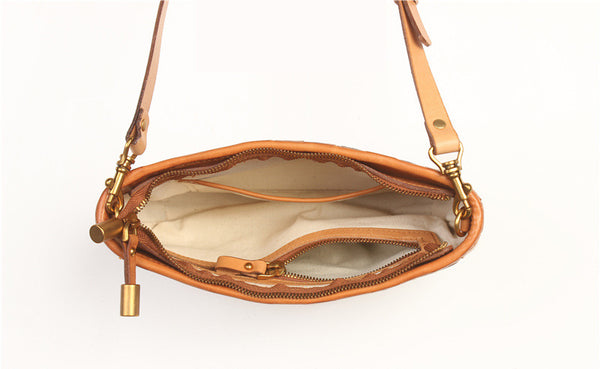 Womens Boho Sling Bag Woven Leather Crossbody Bag For Women Inside