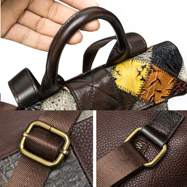 Womens Boho Square Leather Backpack Bag Ladies Small Leather Rrucksack For Women Details