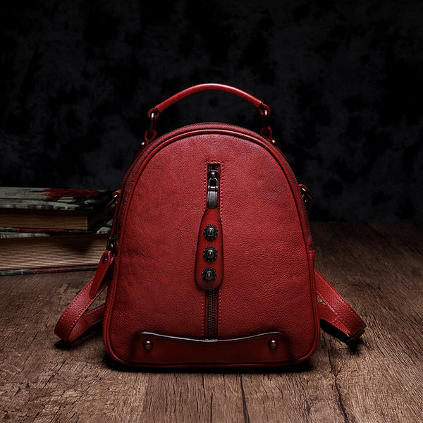 Mini Womens Genuine Leather Backpack Bag Small Crossbody Purse for Women