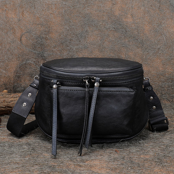 Womens Brown Leather Crossbody Saddle Bag Side Bags For Women Badass