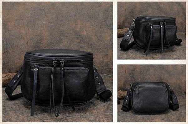 Womens Brown Leather Crossbody Saddle Bag Side Bags For Women Black