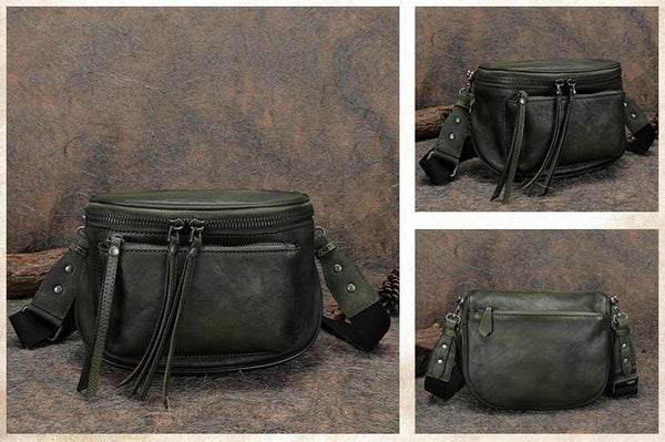 Womens Brown Leather Crossbody Saddle Bag Side Bags For Women Boutique