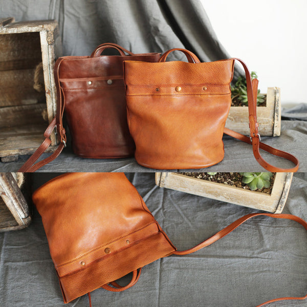 Womens Brown Leather Crossbody Tote Handbags Shoulder Bag for Women Chic