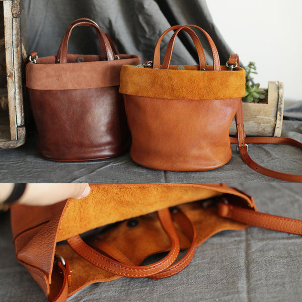 Womens Brown Leather Crossbody Tote Handbags Shoulder Bag for Women Cool