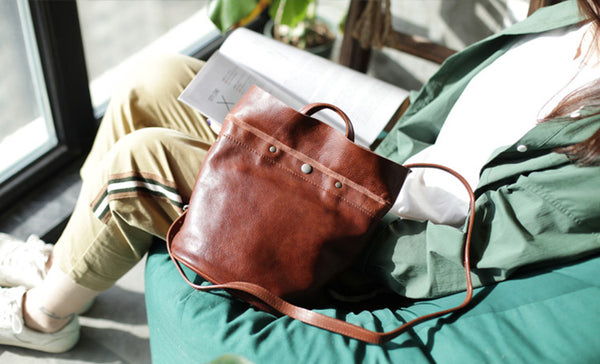 Womens Brown Leather Crossbody Tote Handbags Shoulder Bag for Women Stylish