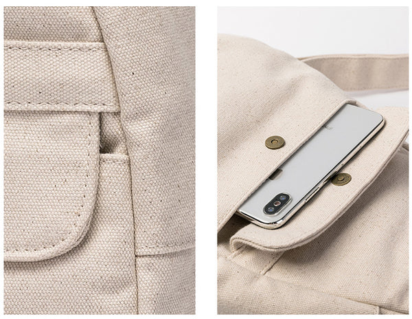 Womens Canvas Chest Bag White Crossbody Sling Bag For Women Details