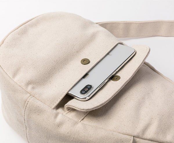 Womens Canvas Chest Bag White Crossbody Sling Bag For Women Fashion