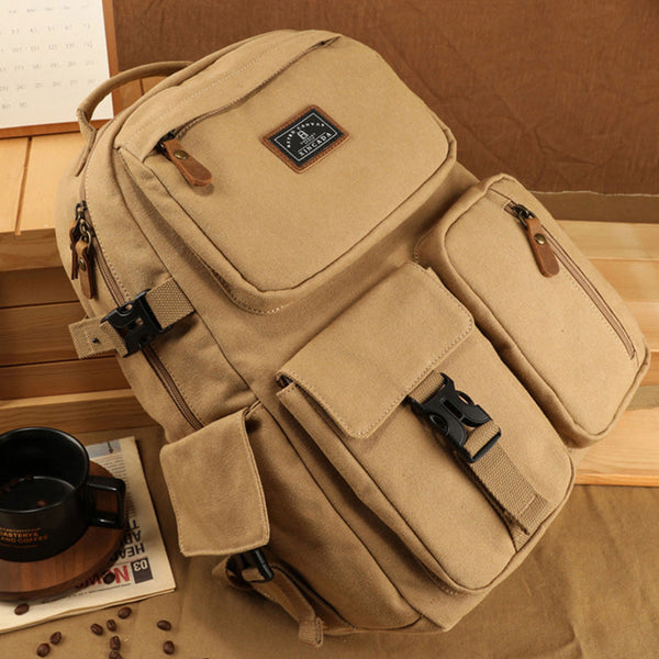 Womens Canvas Travel Backpack Rucksacks Stylish Backpacks For Women Brown