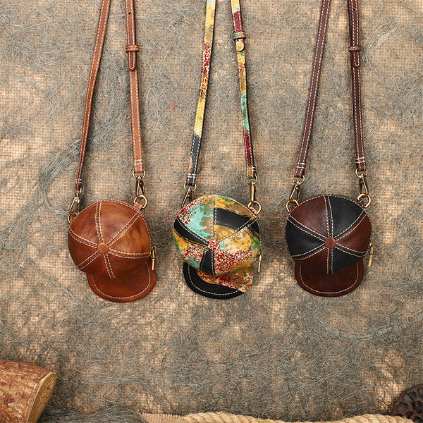 Womens Cap Shaped Mini Leather Crossbody Purse Cross Shoulder Bag Badass