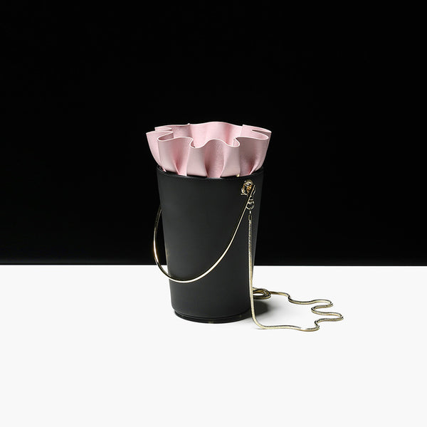 Womens Chain Crossbody Bags Leather Handbags Bucket Bag for Women