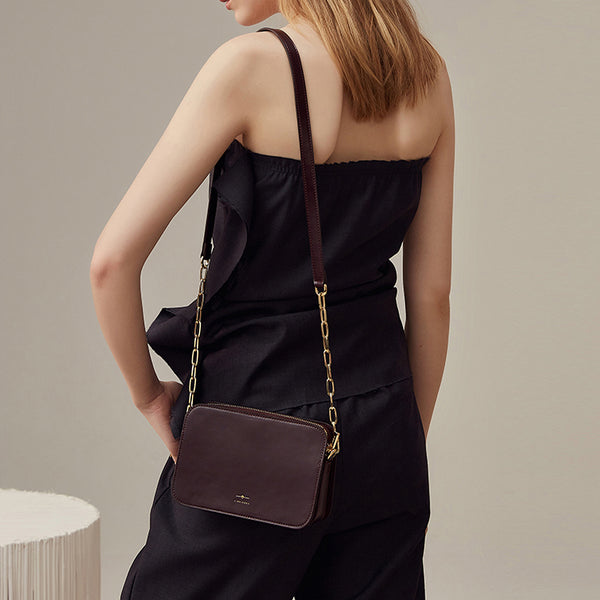 Womens Chain Leather Crossbody Bags Purse Leather Shoulder Bag designer