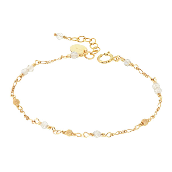 Womens Charm Moonstone Beaded Bracelets 14K Gold Bracelet for Women
