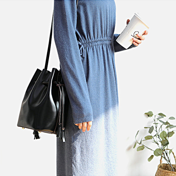 Womens Chic Bucket Bag Leather Crossbody Bags Shoulder Bag for Women Minimalist