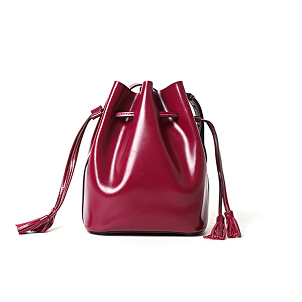 Womens Chic Bucket Bag Leather Crossbody Bags Shoulder Bag for Women small