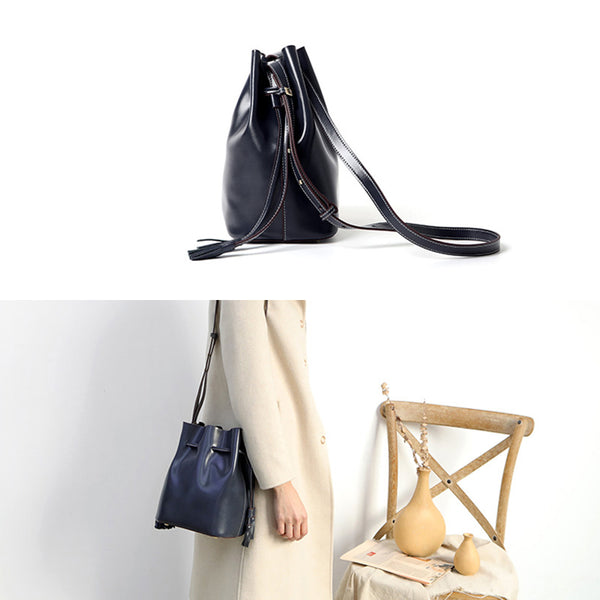 Womens Chic Bucket Bag Leather Crossbody Bags Shoulder Bag for Women cute