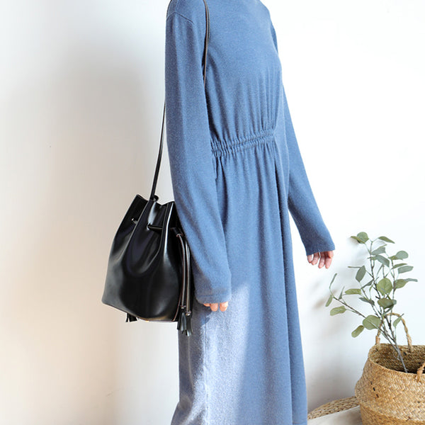 Womens Chic Bucket Bag Leather Crossbody Bags Shoulder Bag for Women Handmade