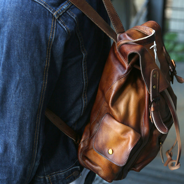 Womens Cool Leather Backpacks Brown Leather Travel Backpack Bag Purse for Women Designer
