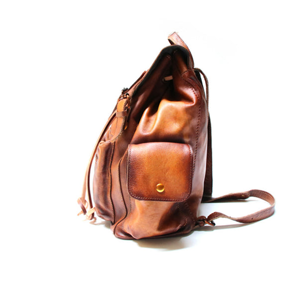 Womens Cool Leather Backpacks Brown Leather Travel Backpack Bag Purse for Women Handmade