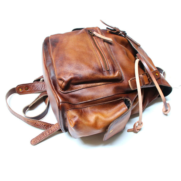 Womens Cool Leather Backpacks Brown Leather Travel Backpack Bag Purse for Women quality
