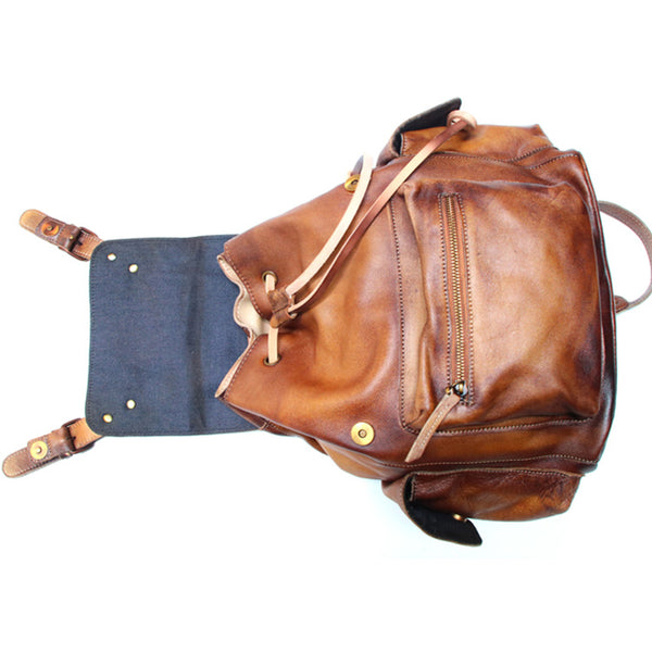 Womens Cool Leather Backpacks Brown Leather Travel Backpack Bag Purse for Women stylish