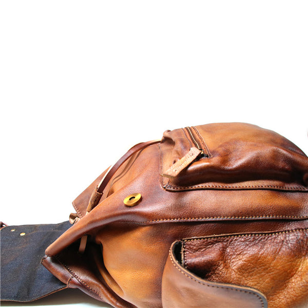 Womens Cool Leather Backpacks Brown Leather Travel Backpack Bag Purse for Women trendy