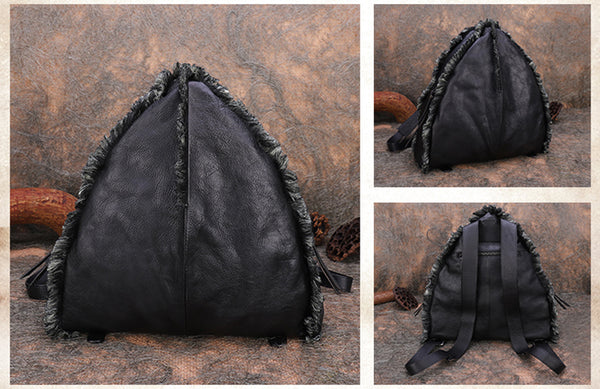 Womens Designer Leather Backpack Purse Small Rucksack Bags For Women Black