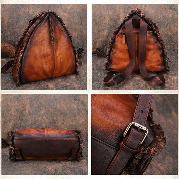 Womens Designer Leather Backpack Purse Small Rucksack Bags For Women Brown