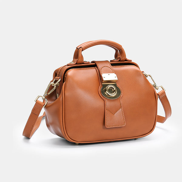 Leather Female Doctors Bag Purse Vintage Leather Crossbody Handbags for Women