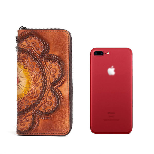 Womens Embossed Genuine Leather Zip Around Wallet Clutch Wallet Purse For Women Best