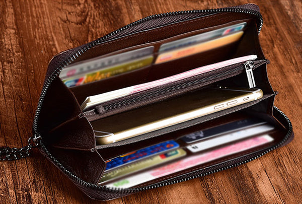 Womens Embossed Genuine Leather Zip Around Wallet Clutch Wallet Purse For Women Durable